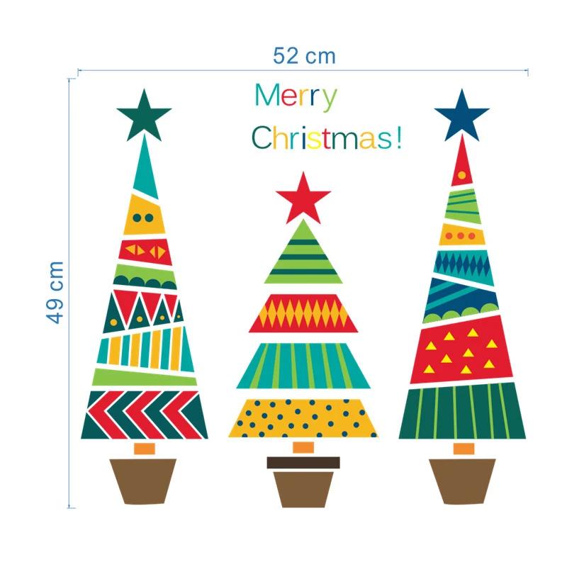 Merry Christmas Christmas Tree Stars Wall Stickers Home Decals Living Room Decorations DIY PVC Holiday Window Stickers