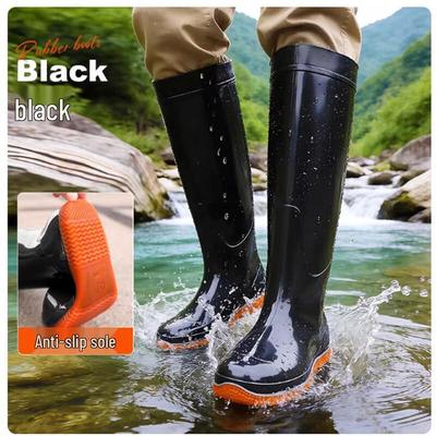 Xingelang Unisex Anti-Slip Tall Black Rain Boots