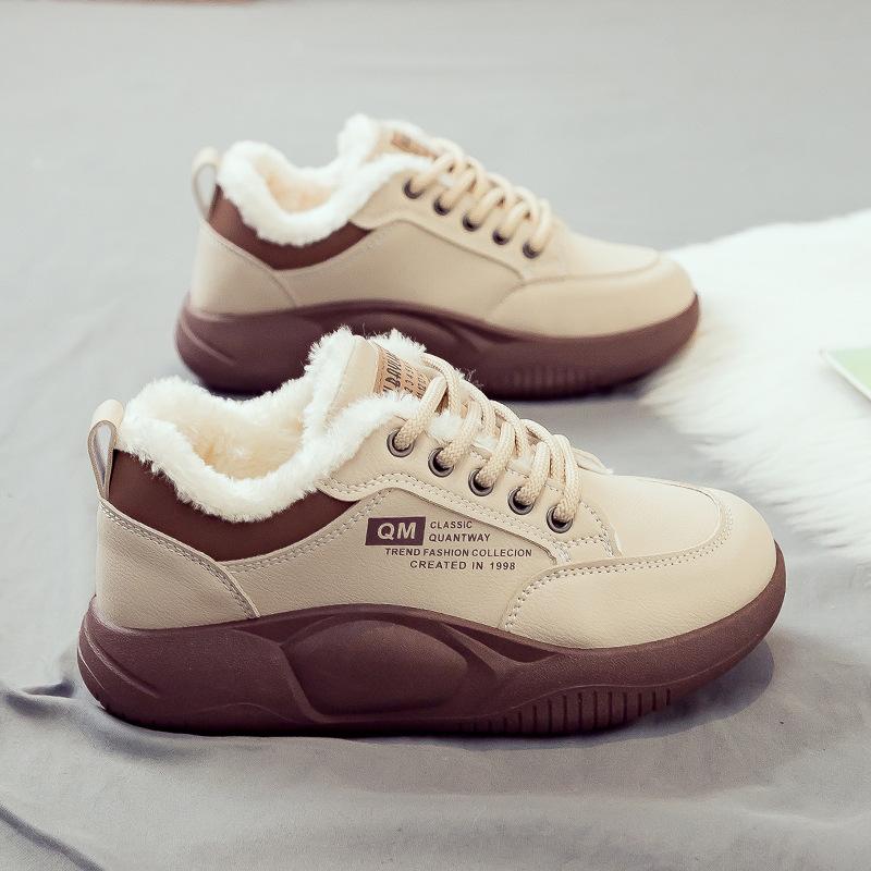 Fleece thickened large cotton women's shoes winter warm snow boots women's versatile new thick-soled cotton boots winter cotton