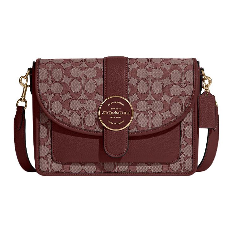 

Coach Lonnie 25 Floral Print Flap Shoulder Bag Women Shoulder Bag Brown Red C8307-IMWIN Gift Box Sets (Basic Set+Black Box)