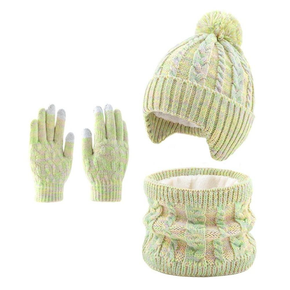 Colorful Kids Hat Scarf Gloves Set Thickened Gloves Warm Pullover Hat For Children