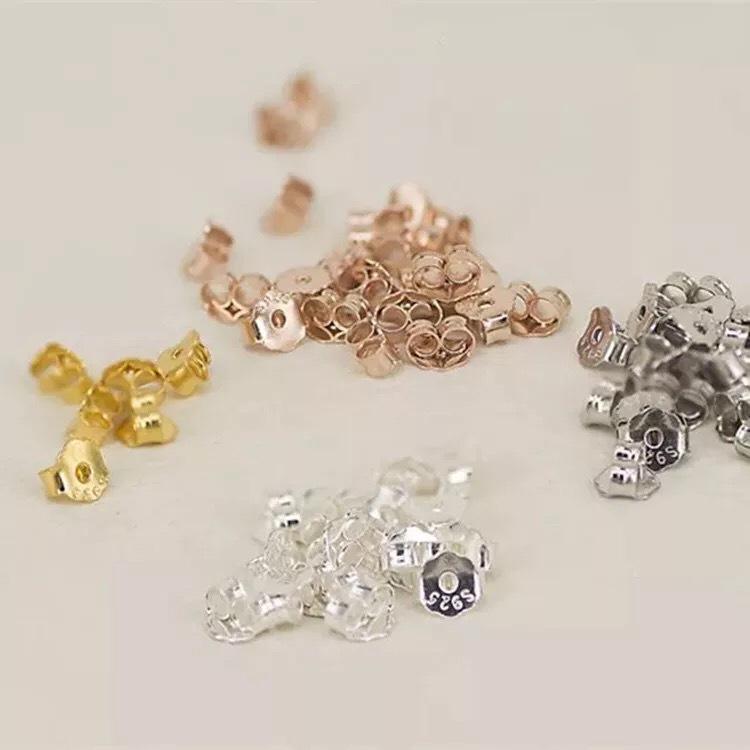 Beixi Sterling Silver & Rose Gold Ear Studs and Backs Jewelry Accessories 925 Silver