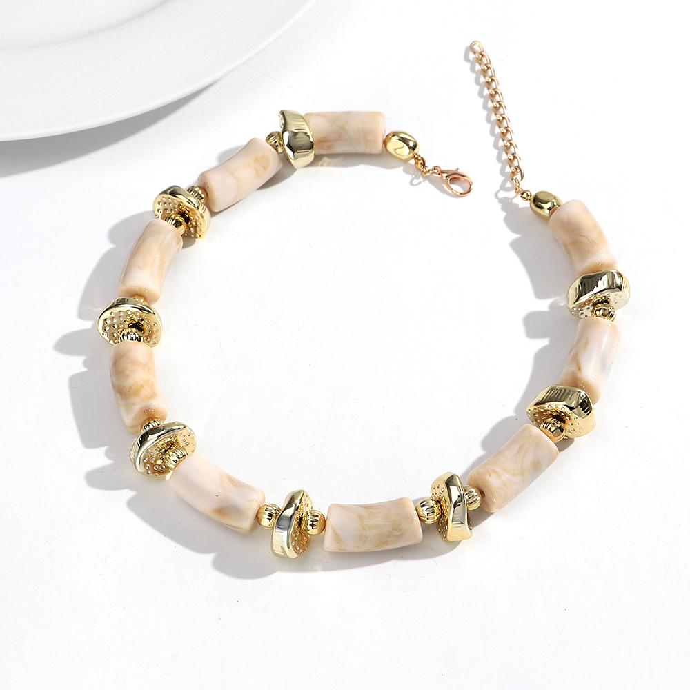New Colorful Chunky Bamboo Tube Beaded Acrylic Choker for Women Man Statement Elbow Stack Necklace French Trendy Jewelry Gift