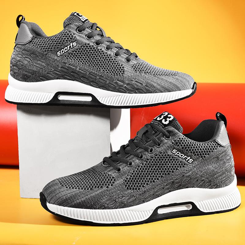 

Flying woven sports shoes Mesh shoes Wear-resistant running sports casual shoes Invisible height-increasing men s shoes 44 серый