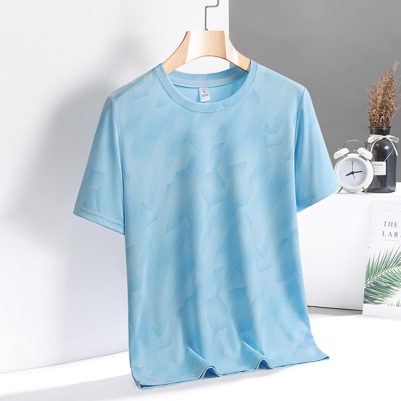T-shirt a maniche corte mimetica in seta ghiacciata da uomo, sottile, larga, ad asciugatura rapida, per corsa, sport, elastica, taglia grande