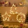 LED Kerst Zuignap Raamlicht, Werkt op Batterijen, Ster Boom Krans Hangdecoratie voor Huis Slaapkamer Winkel
