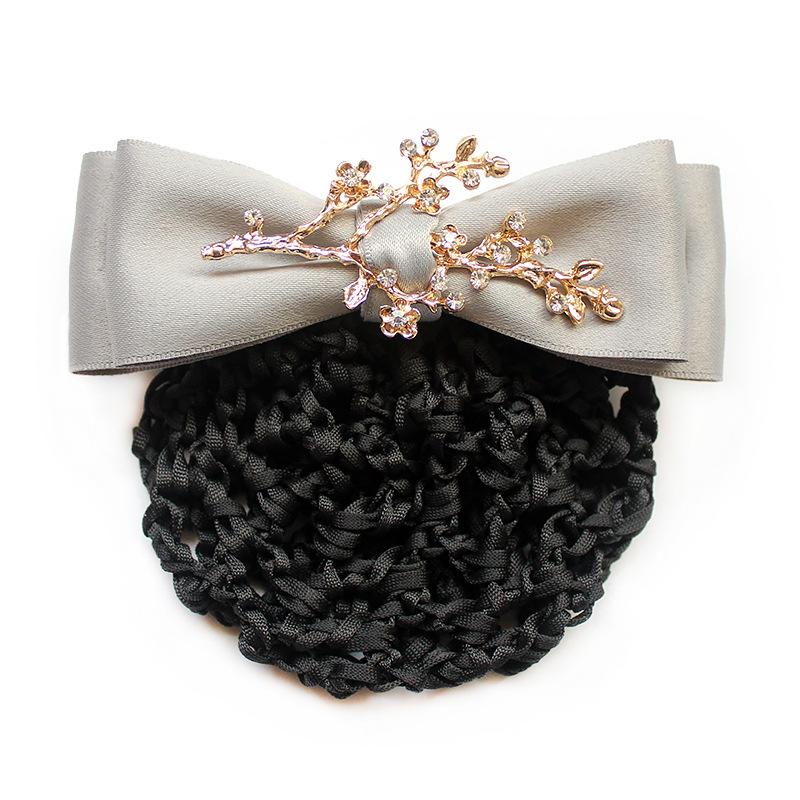 1pc Simple Versatile Headpiece Elegant Ladies Bow Branch Shape Fabric Ribbon Hair Clip Cover Hairpin Barrette Adult Staff Snood