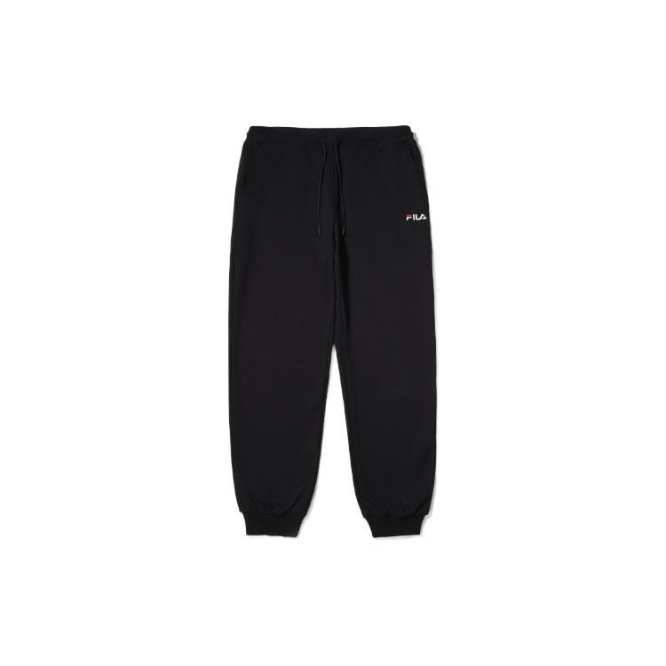 FILA Knitted Sweatpants Unisex Black Moderate Cuffed Pants FS2FPF1102X-BLK 080
