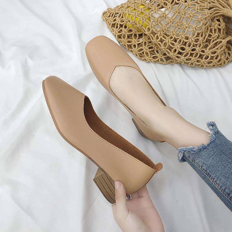 Spring and Summer Single Shoes Female Versatile 2025 New Middle Heel Bow Evening Gentle Shoes Fairy Grandma Doudou Shoes