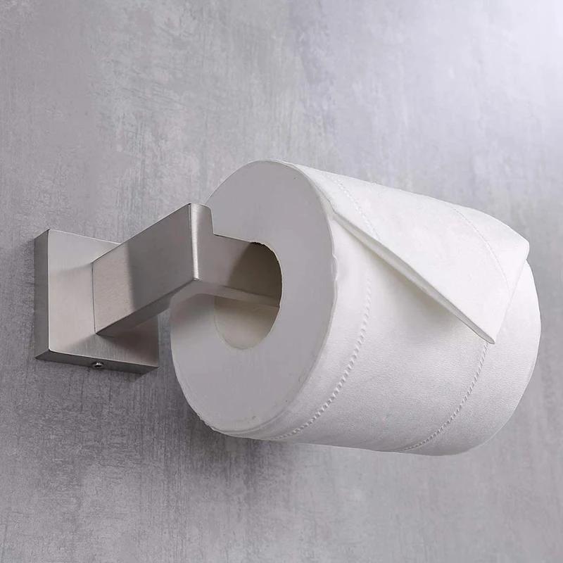 304 Stainless Steel Bathroom Accessories 1 Piece Matte Black Toilet Paper Holder Wall Mounted Tissue Roll Hanger Bathroom Shelf
