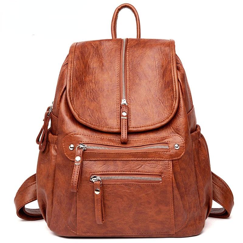 Damen Leder Rucksäcke Vintage Damen Umhängetasche Reise Damen Schultaschen Für Mädchen