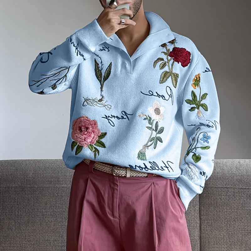 

INCERUN Мужские толстовки с длинным рукавом и цветочным принтом, гладкие, повседневные, свободные, с капюшоном 2XL синий