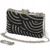 Damenhandtasche, Box, formell, Abend-Kupplungstasche an einer Kette, schwarz