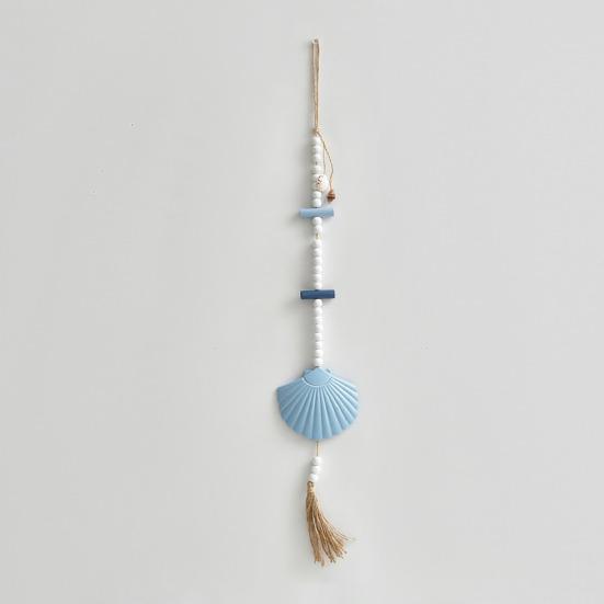 Ornamento da Spiaggia in Legno Boho con Perline e Corda di Canapa Decorazione da Appendere in Legno Rustico con Conchiglia e Nappa per Arredamento Casa Nautico Farmhouse