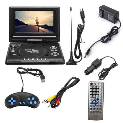 Portable DVD Player 7'' Screen for W/ AV Cable TV Projector Function Support USB Flash Drive SD Card Support AV-in/Out
