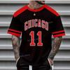 Men's Casual 3D Chicago No. 11 Printed T-Shirt Men's Short Sleeve Sportswear T-Shirt Vintage Extra Large