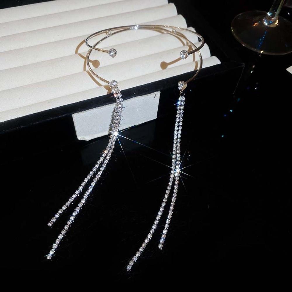 Rhinestone Crystal Armband Tassel Fringe Armlet Adjust Bracelet Upper Arm Cuff  Party