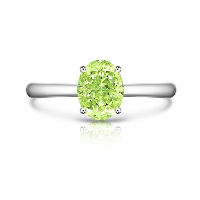 2026 European and American Colored Treasure Ice Flower Cut Pigeon Egg Ring Women's Fashion Simple Flash High Carbon Diamond Ring