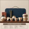Dunhuang Ru Kiln Travel Tea Set One Pot Three Cups Portable Outdoor Tea Pot Teacup Gift