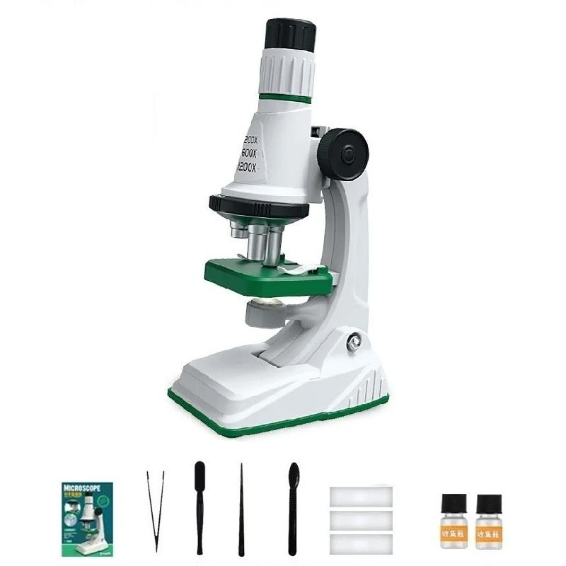 Kinder-Mikroskop-Set 200X-1200X Biologische Wissenschaft Stem-Spielzeug Schule Zuhause Pädagogisch 10X Taschenlupe Tragbares Mikroskop