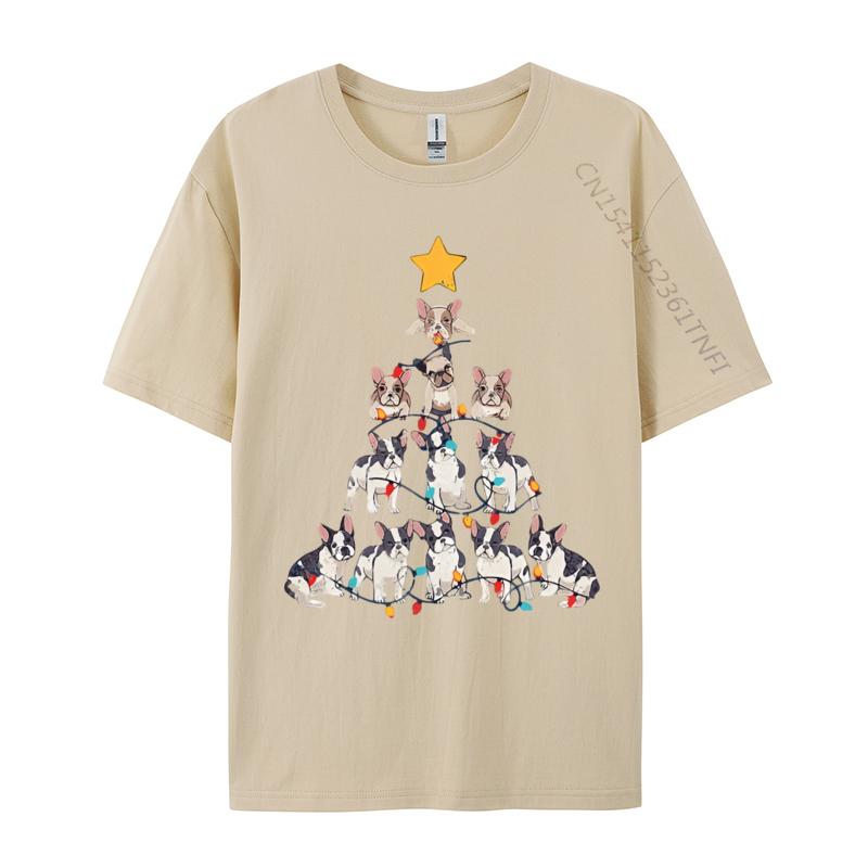 French Bulldog Christmas Tree French T Shirt Tops Shirts Prevailing Cotton Unique Style Unisexs Grahpic Tee Shirt