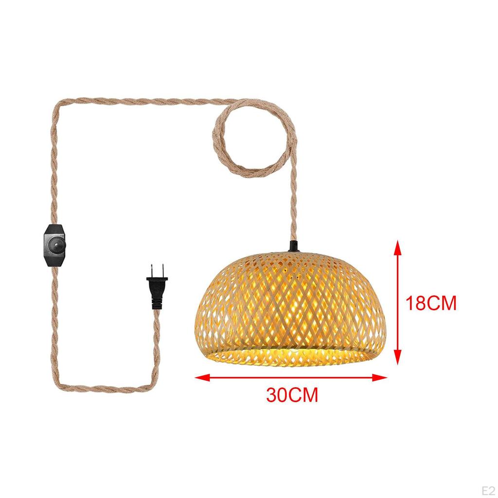 Hanging Light Fixture with Plug for Kitchen, Hotel, Bedroom Using Hemp Rope
