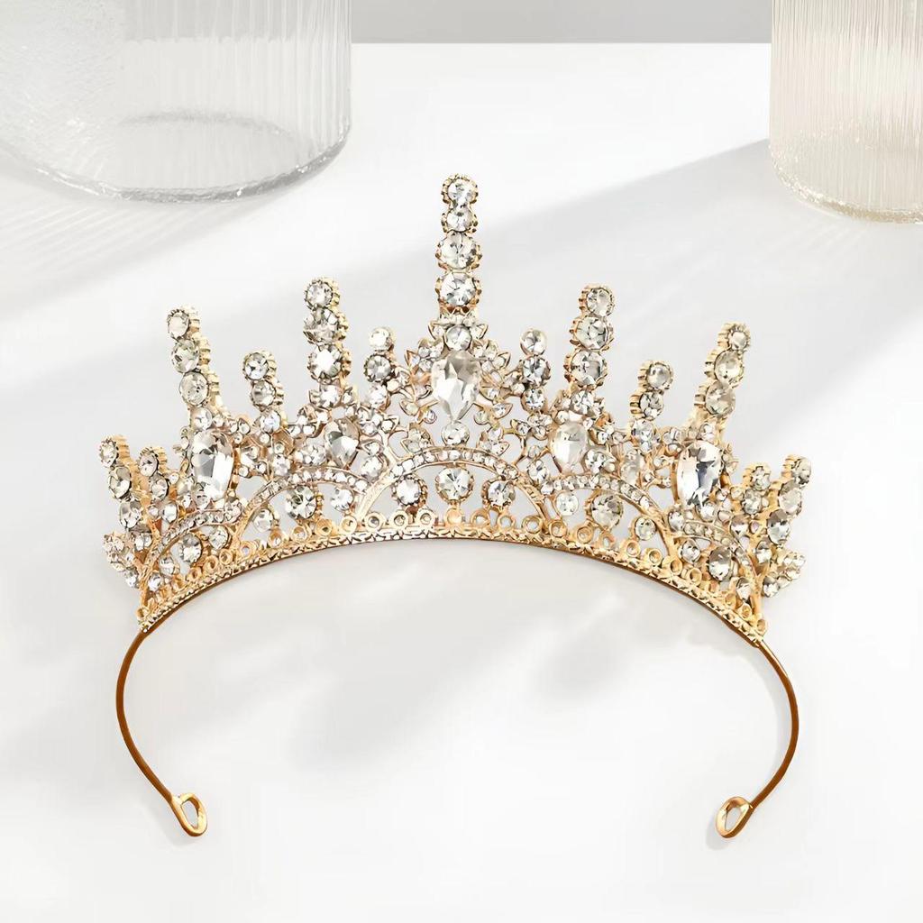 Girls' High-Grade Crystal Princess Crown Headband for Birthdays and Fashion Shows
