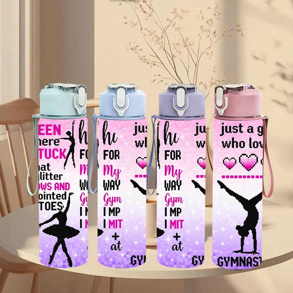 1PC Just A Girl Who Loves Gymnastics Art 750ml Color Plastic Sports Water Bottle Leakproof Flip Straw Lid Suitable for Sports Office Home Use