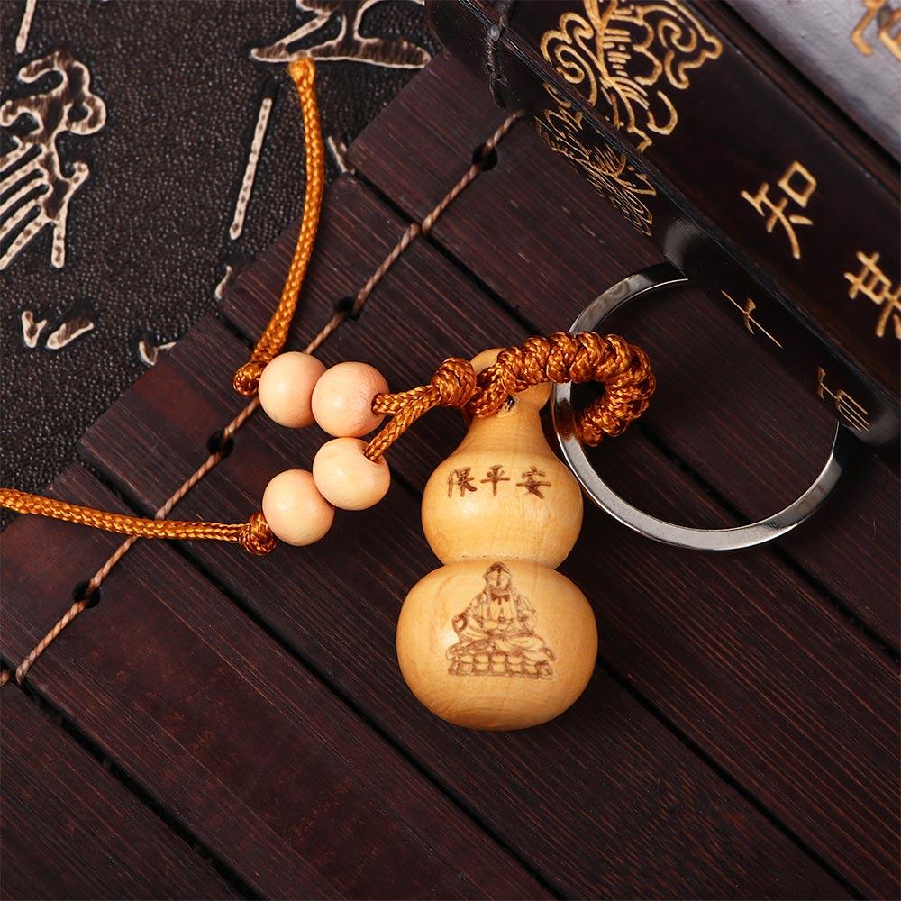 Ring Bag Pendant Wishful Key Chain Keychain Peach Wood Keyring Good Luck Gourd Chinese Traditional