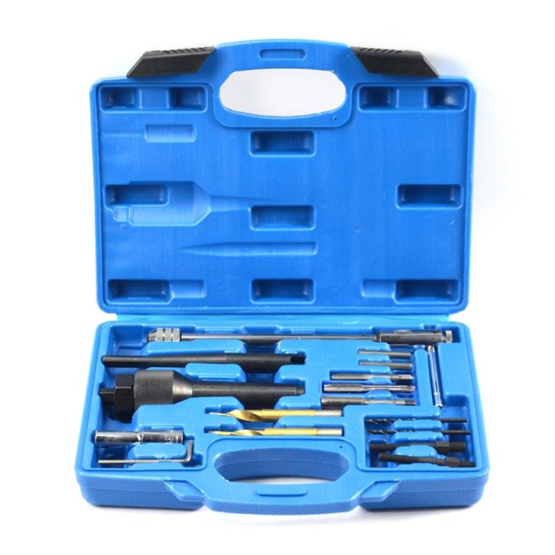 652F Heavy Duty Engine Preheat Plug Tool Collection 16Pcs Set Precisions Carbon Steels Glow Plug Removal Extractor Tool