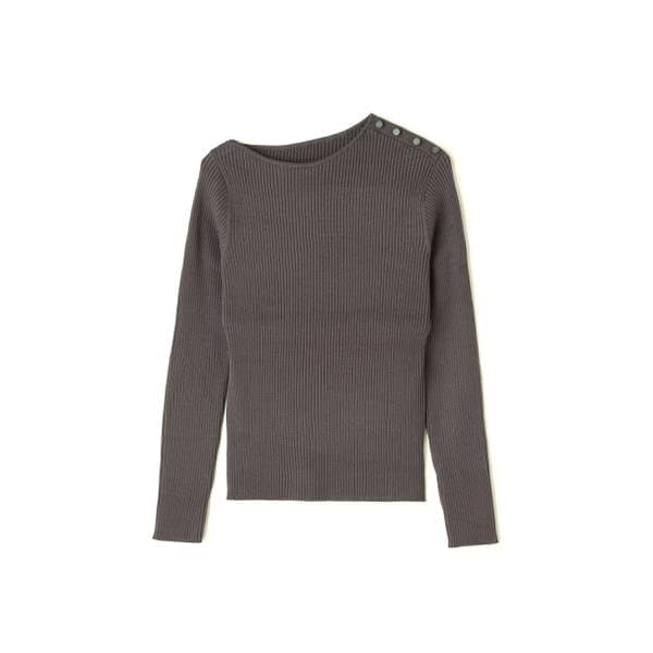 Natural Beauty Basic Asymmetrical Rib Knit Sweater In Charcoal Women's