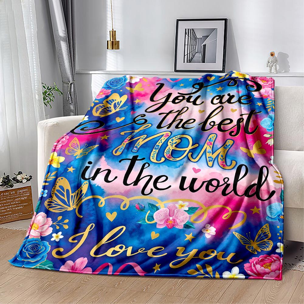 Mother's Day Greeting Flannel Blanket-Soft and Suitable for Sofas,Beds,Offices,Travel,All Seasons,Great Gift for Holidays and Birthdays.