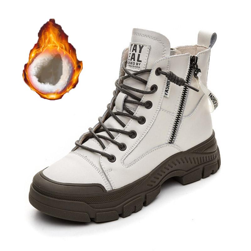 Fashion GKTINOO 2025 Autumn Winter Shoes Genuine Leather Sneakers Fashion Boots for Women Thick Sole Women Ankle Boots Ladies Botas