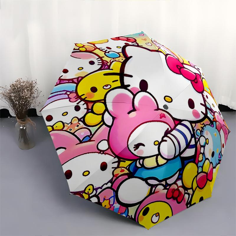 1pc Hello Kitty Automatic Opening/Closing Umbrella with Foldable Design, 8-Bone Iron Frame, Outdoor, Ideal Gift for Fans, Travelers, Everyday Use, Fes