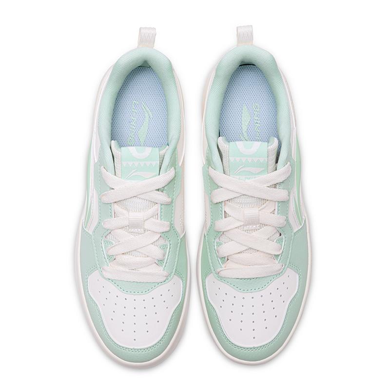 Li Ning Lightweight, Breathable, And Slip Resistant Low top Skateboard Shoes Women's Beige White Green AGCV190-2