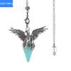 Natural crystal stone hexagonal cone phoenix wings pendant retro pendulum peace dove pendant