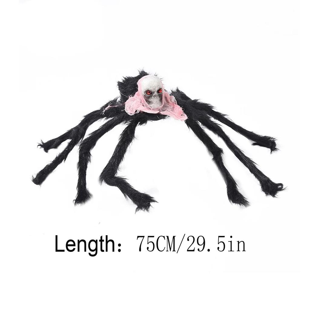 Halloween Decor Simulation Spider Plush Skull Spider Veil Prop For Haunted House Horror Party Room Scene Decoration Supplies