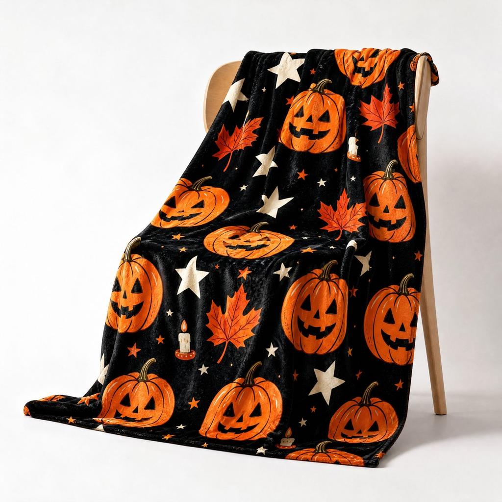 Cozy Halloween Flannel Blanket Soft Throw for Bed Couch and Sofa