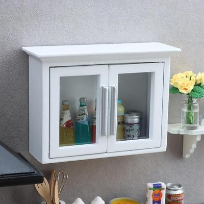 Dollhouse Miniature Scene Wall Cabinet Shelf Model Furniture Ornament Micro Construction Props 1 12 Entertaining Play Safe Kid Friendly Fun