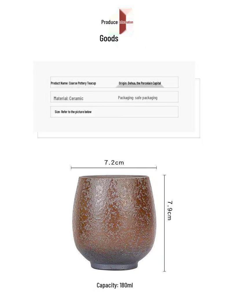 Handmade Japanese Ceramic Tea Cup - Retro Style Kung Fu Tasting Bowl