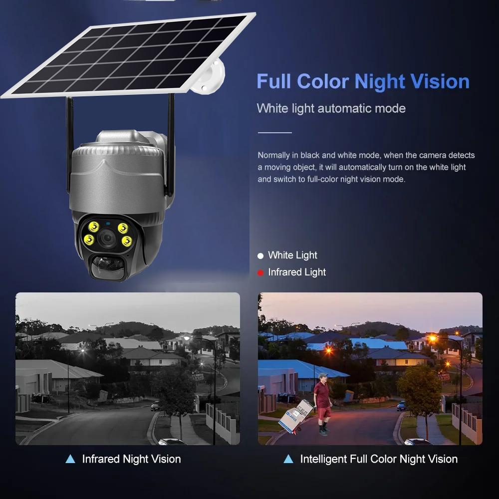 New 5MP HD Solar Camera 4G/WIFI Outdoor 4G Sim Built-in Battery Telecamera PTZ Auto Tracking Home Security Protection CCTV Camera