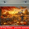 2D Flat Banner - 1 piece of background fabric. Autumn Harvest theme background fabric presenting the scene of a farm in autumn.