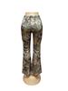 European-American Retro Print Elastic Waist Flare Sweatpants for Autumn Women