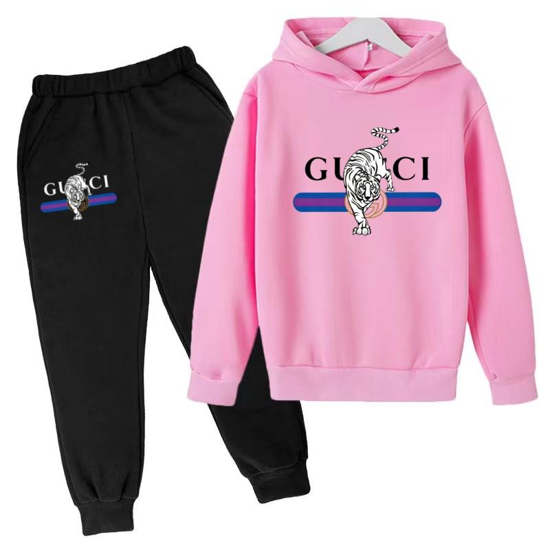 Children New Tiger Print Hoodie Clothes Autumn Winter Casual Long Sleeve Pullover 2pcs Top+Pants Brand Girl Boy 3-12Yrs Coat Set