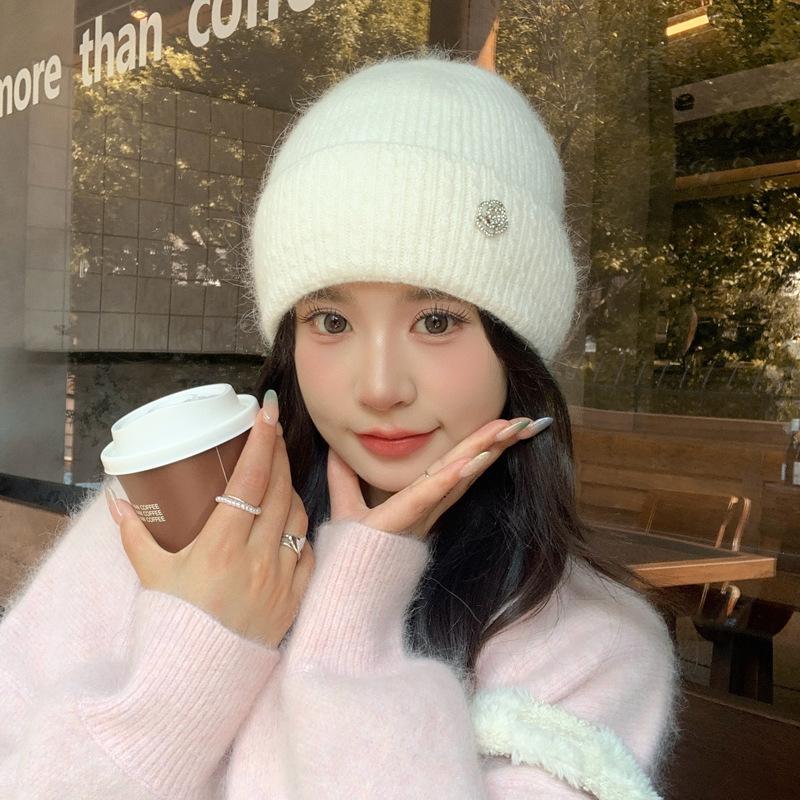 Solid Color Knitted Hat Autumn and Winter Hat Women's Ear Protector Warm Cold Hat Knitted Wool Hat