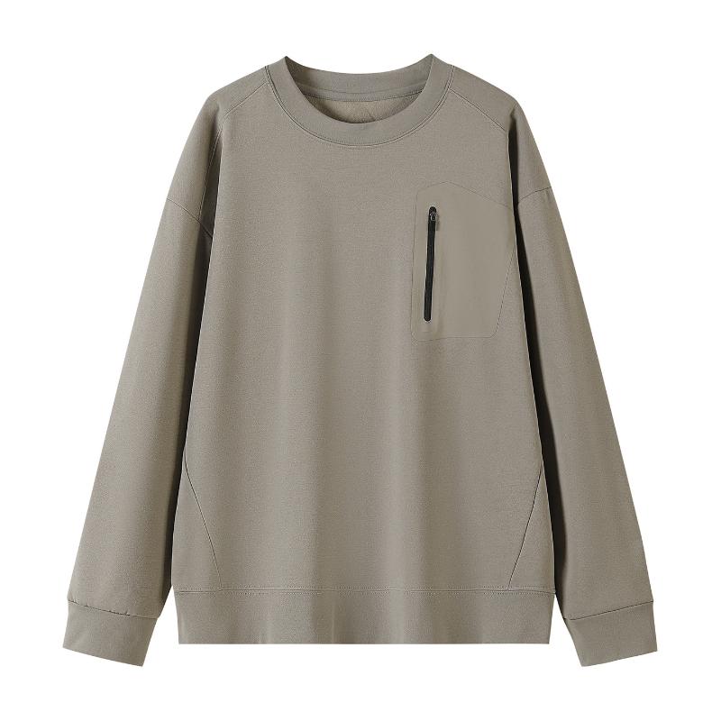 

Мужская толстовка нового стиля с круглым вырезом, на флисовой подкладке, повседневная, с карманом, с длинным рукавом, нижний слой для осени и зимы S коричневый