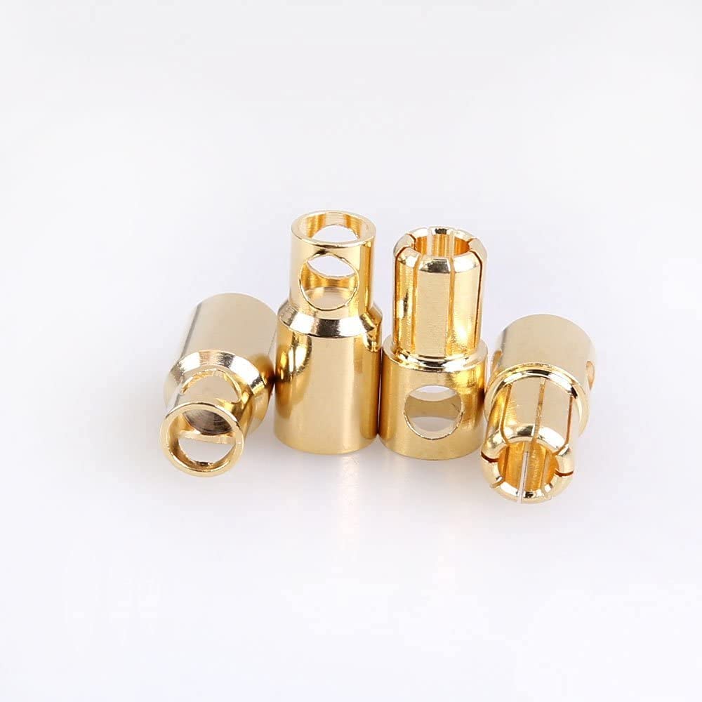 6mm Banana Plug Connectors – 10 Pairs | Secure and Reliable for RC Modelling and LiPo Batteries | Gold | Metal