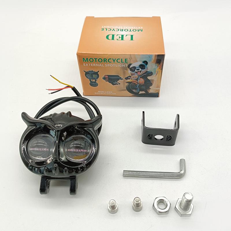 

Owl LED Dual-Color Light Motorcycle High Light Universal Auxiliary Headlight Spotlight Waterproof Fog Motorcycle Modified чорний