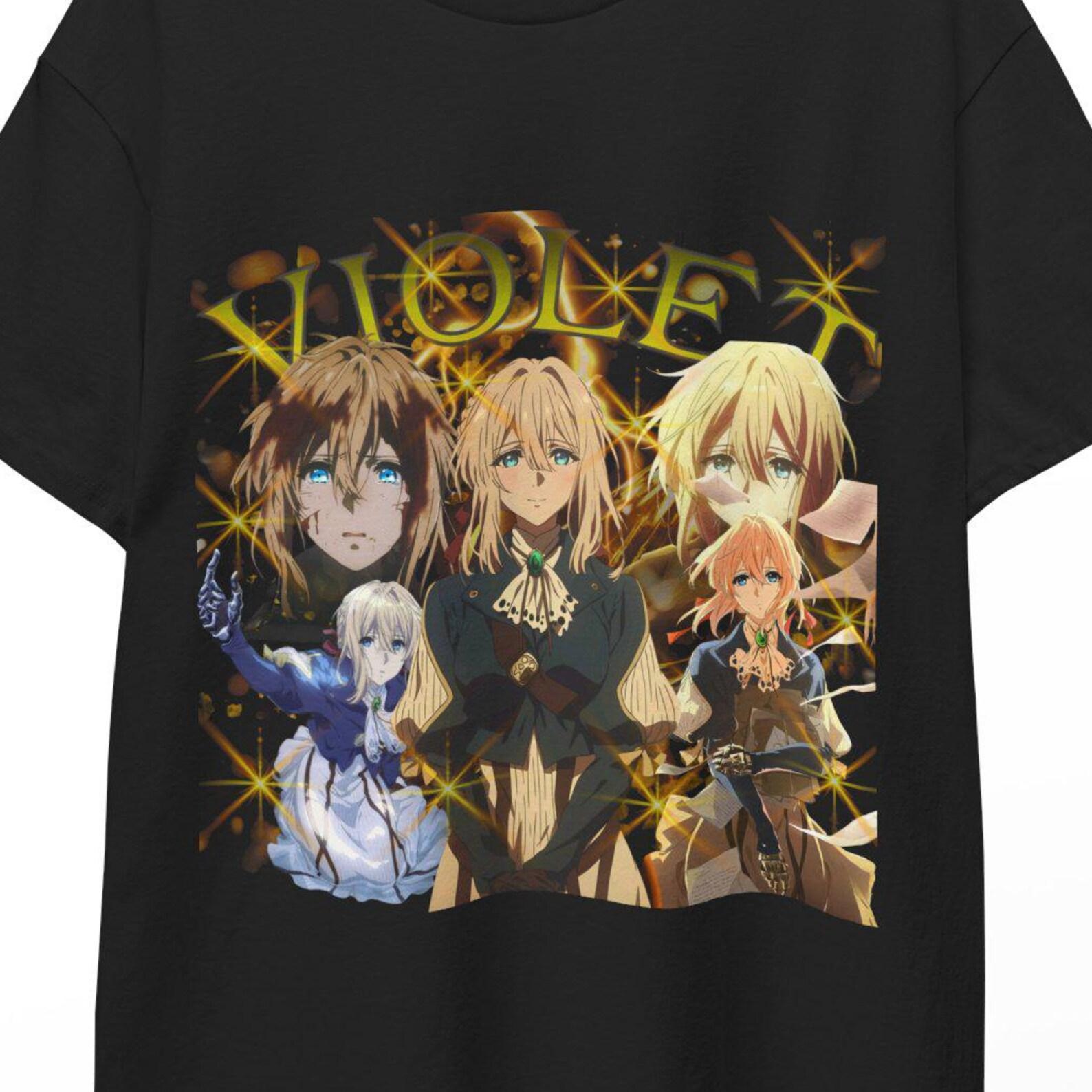 Violet Evergarden Shirt Anime Tee, Anime Merch, Violet Evergarden Cosplay Top, Violet Print Gift for Fans Cute Kawaii Design Style Tee!! L