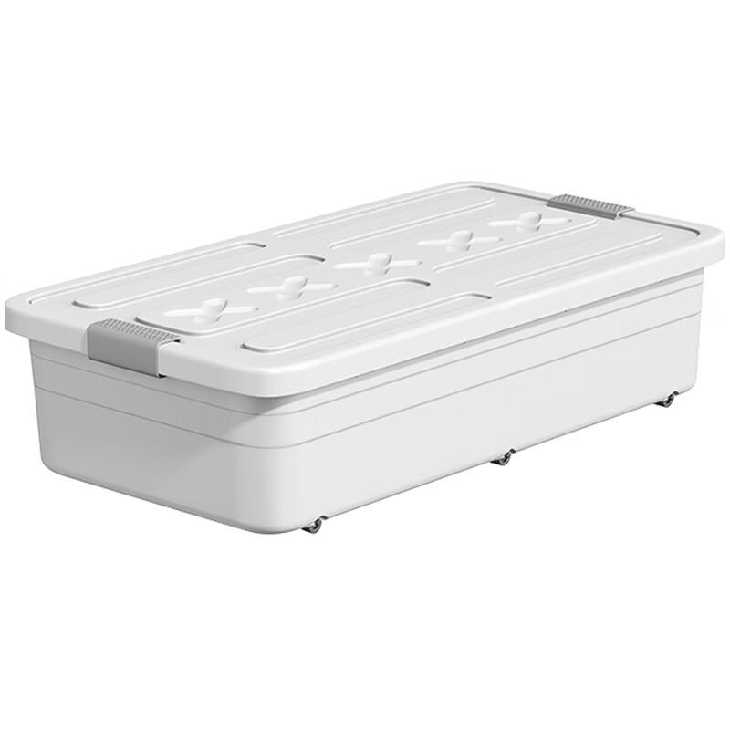 Jiabangshou Under-Bed Storage Box, Flat Organizer Box, Clothes And Quilt Storage Container with Wheels, 30L, 1 Piece